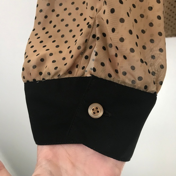 Mine Too Black Tan Polka Dot Button Down Top XL - Picture 3 of 8